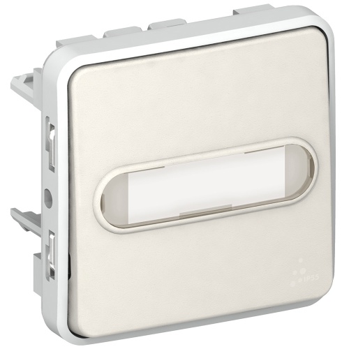Кнопочный выключатель с подсветкой, Н.О. контакт, с держателем этикетки - Программа Plexo - белый - 10 A | код 069633 |  Legrand